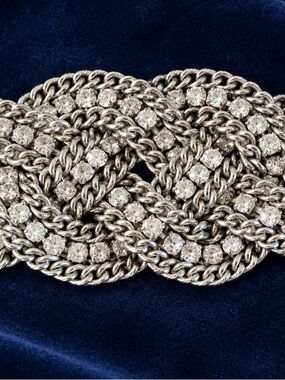 Stella & Dot Silver and Clear Crystal Multi-Row Chain Bracelet
